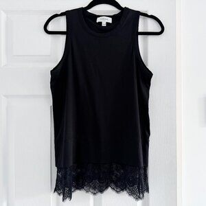 Carven Lace Trimmed Tank Top in Black, size Large (fits M/L)